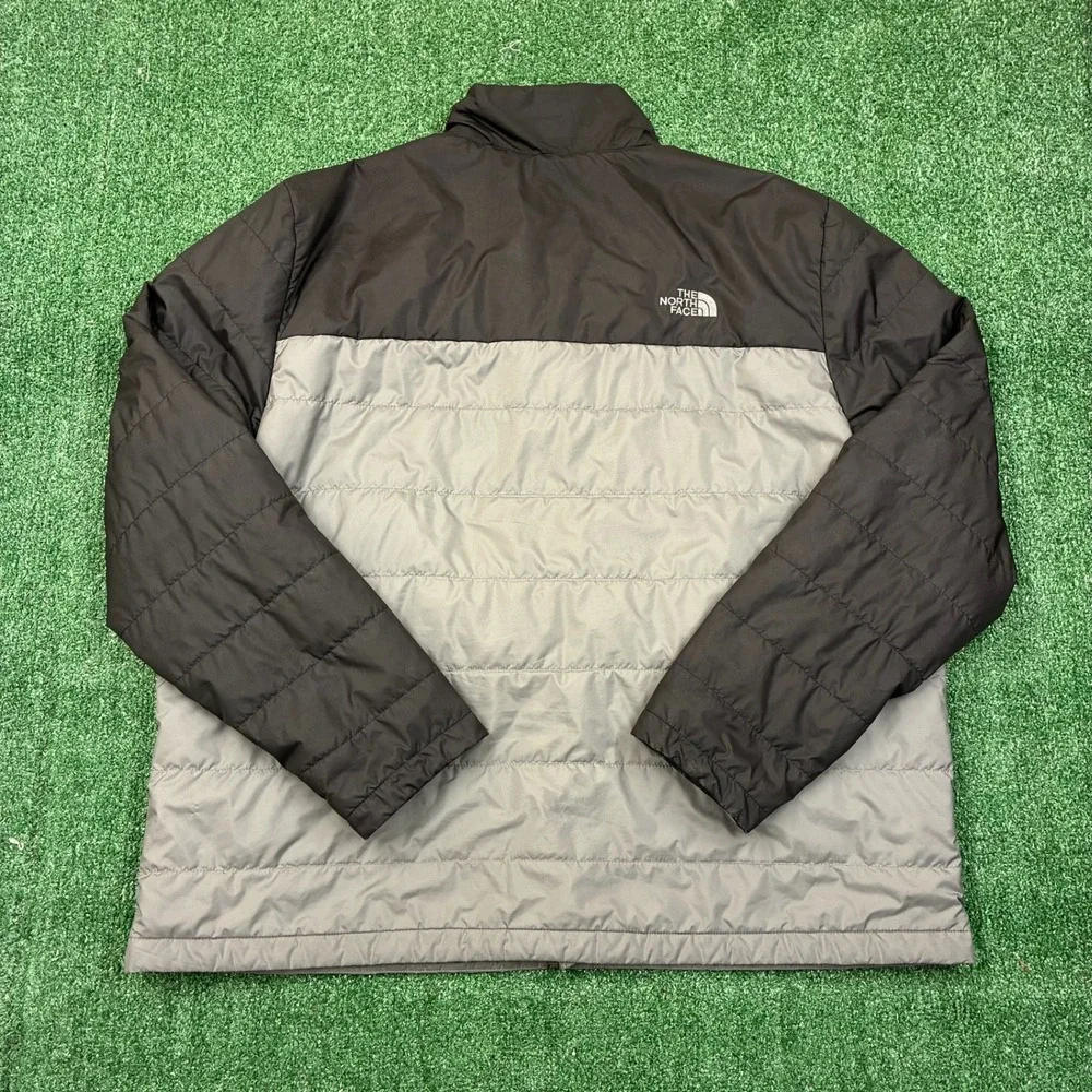 Y2K The North Face Grey Black Quilted Full Zip Insulated Puffer Jacket